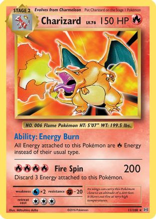 Charizard - 011/108 - Holo Rare - Reverse Holofoil