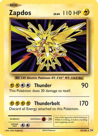 Zapdos - 042/108 - Holo Rare - Reverse Holofoil