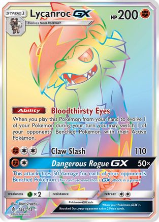 Lycanroc GX (Secret) - 156/145 - Secret Rare - Holofoil
