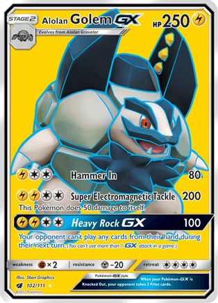 Alolan Golem GX (Full Art) - 102/111 - Ultra Rare - Holofoil