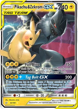 Pikachu & Zekrom GX - 033/181 - Ultra Rare - Holofoil