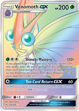 Venomoth GX (Secret) - 216/214 - Secret Rare - Holofoil