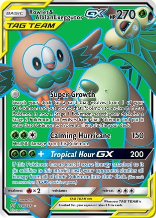 Rowlet & Alolan Exeggutor GX (Full Art) - 214/236 - Ultra Rare - Holofoil
