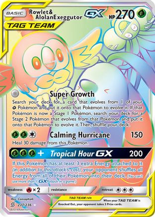 Rowlet & Alolan Exeggutor GX (Secret) - 237/236 - Secret Rare - Holofoil