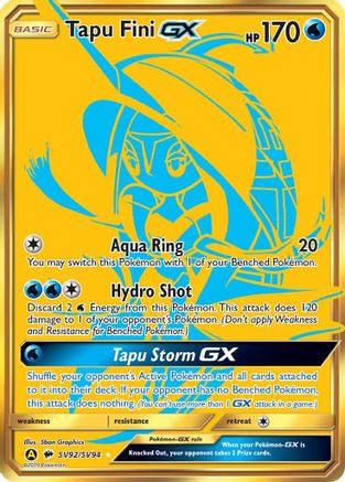 Tapu Fini GX - SV92/94 - Shiny Holo Rare - Holofoil