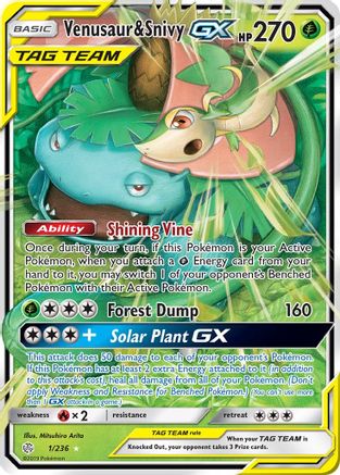Venusaur & Snivy GX - 001/236 - Ultra Rare - Holofoil