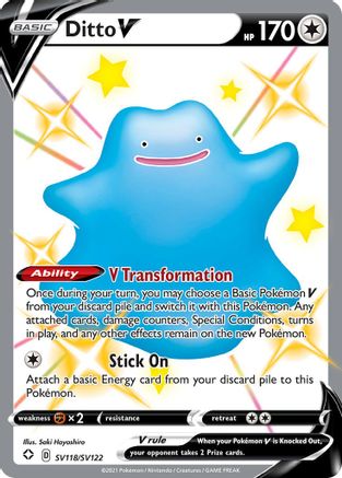 Ditto V - SV118/SV122 - Shiny Holo Rare - Holofoil