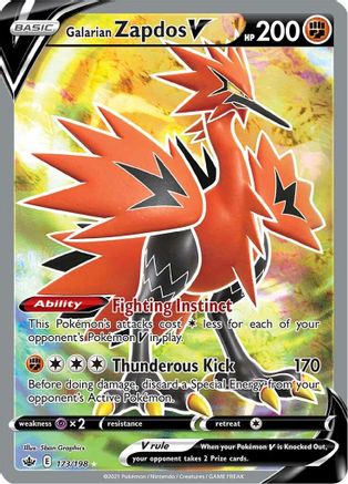 Galarian Zapdos V (Full Art) - 173/198 - Ultra Rare - Holofoil