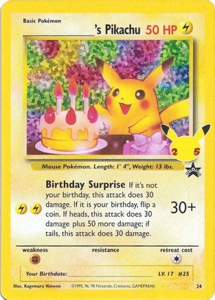 ______'s Pikachu (Birthday) - 024/53 - Classic Collection - Holofoil