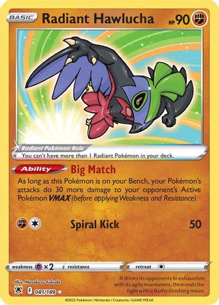 Radiant Hawlucha - 081/189 - Radiant Rare - Holofoil