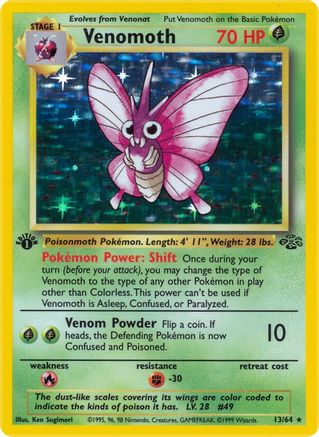 Venomoth (13)  - Holo Rare - Unlimited Holofoil