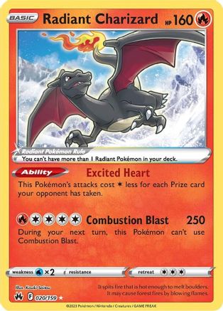 Radiant Charizard - 020/159 - Radiant Rare - Holofoil