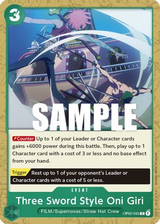 Three Sword Style Oni Giri (OP02-045) - Common