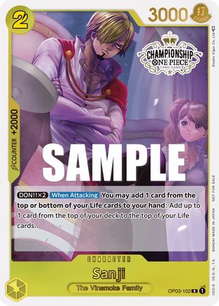 Sanji (Pack de Participation Championnat de Magasin Vol. 2) (OP03-102) - Promo