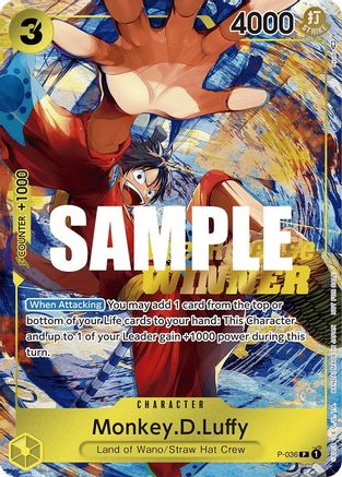 Monkey.D.Luffy (Pre-Release Tournament) (Winner) (P-036)  -  Promo