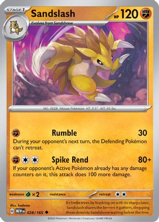 Sandslash - 028/165 - Uncommon - Reverse Holofoil
