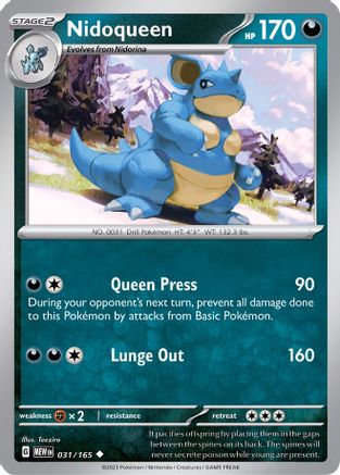 Nidoqueen - 031/165 - Uncommon - Reverse Holofoil