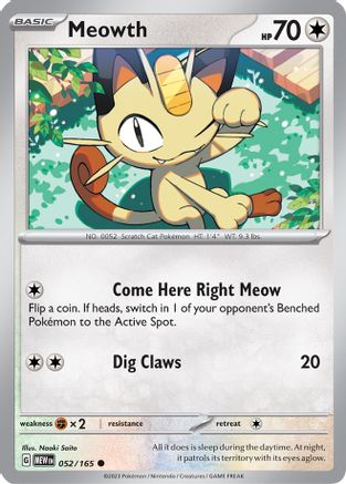 Meowth - 052/165 - Common - Normal