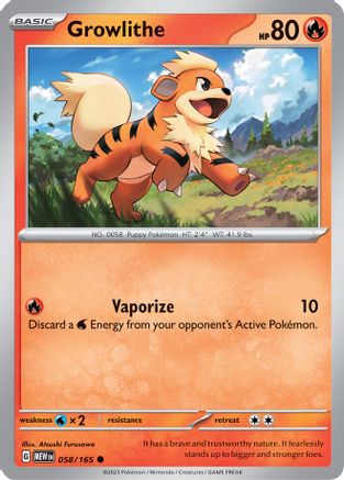 Growlithe - 058/165 - Common - Reverse Holofoil
