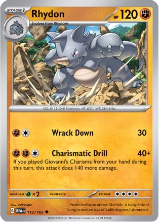 Rhydon - 112/165 - Uncommon - Reverse Holofoil