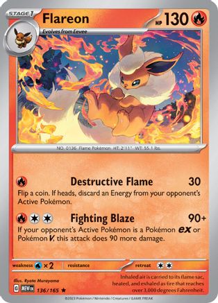 Flareon - 136/165 - Rare - Holofoil