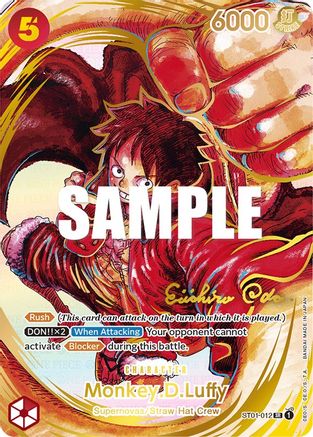 Monkey.D.Luffy (012) (Illustration alternative) (Signature estampée or) (ST01-012) - Super Rare
