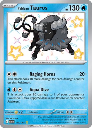 Paldean Tauros - 120/091  - Shiny Rare - Holofoil