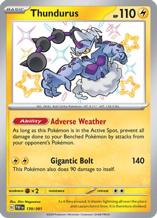 Thundurus - 139/091 - Shiny Rare - Holofoil