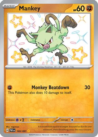 Mankey - 169/091  - Shiny Rare - Holofoil