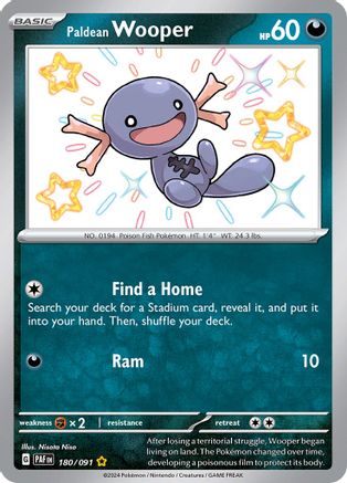 Paldean Wooper - 180/091  - Shiny Rare - Holofoil