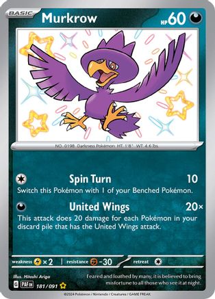 Murkrow - 181/091 - Shiny Rare - Holofoil