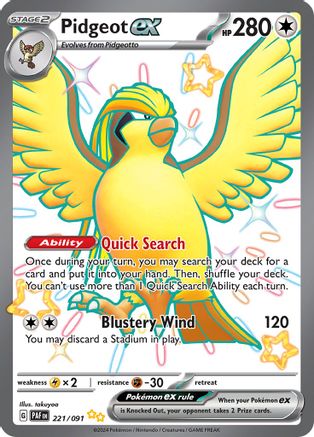 Pidgeot ex - 221/091 - Shiny Ultra Rare - Holofoil