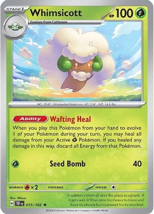 Whimsicott - 015/162 - Rare - Holofoil