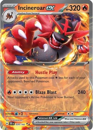 Incineroar ex - 034/162  - Double Rare - Holofoil