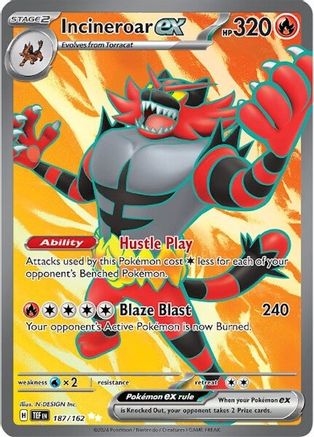 Incineroar ex - 187/162  - Ultra Rare - Holofoil