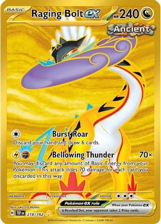 Raging Bolt ex - 218/162  - Hyper Rare - Holofoil