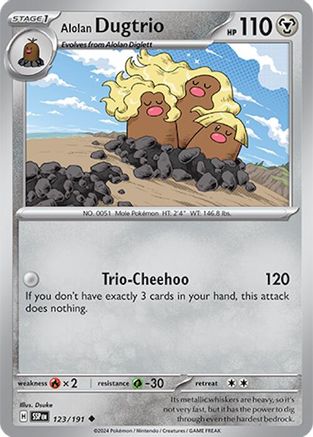 Alolan Dugtrio - 123/191  - Uncommon - Reverse Holofoil