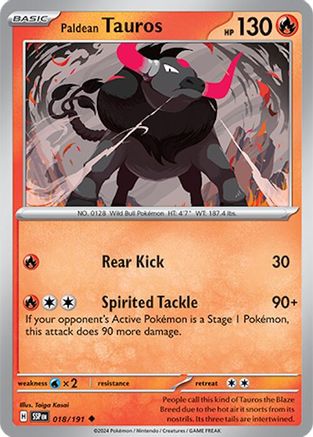 Paldean Tauros - 018/191  - Uncommon - Reverse Holofoil