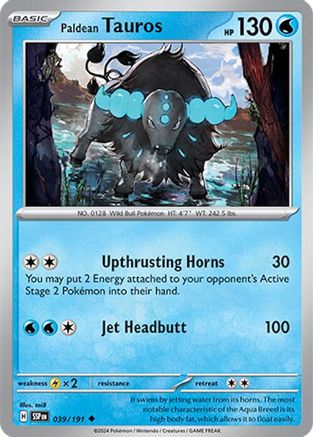 Paldean Tauros - 039/191  - Uncommon - Reverse Holofoil