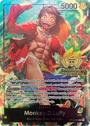 Monkey.D.Luffy (2nd Anniversary Tournament) (ST13-003) - One Piece Promotion Cards -  Leader
