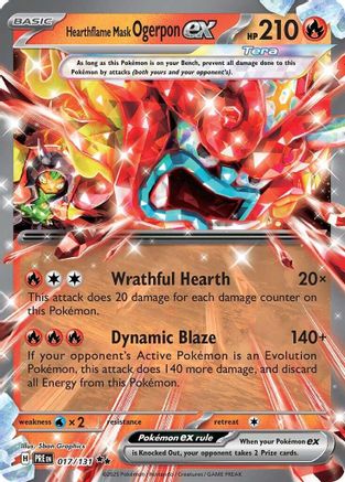 Masque Foyer ardent Ogerpon ex - 017/131 - Double Rare - Holographique