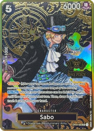 Sabo (One Piece Japanese Version 2nd Anniversary Set) (OP04-083)  -  Super Rare