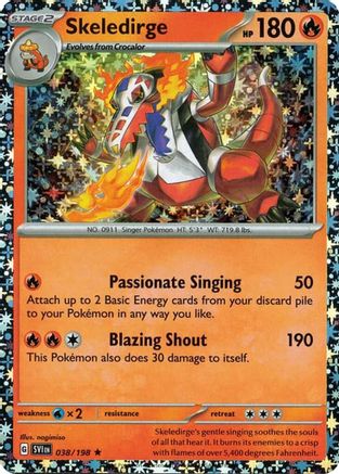 Skeledirge - 038/198 (Sparkle Holo)  - Rare - Holofoil