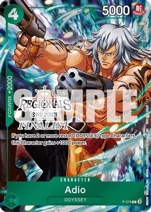 Adio (Série de cartes finalistes régionaux 2025 Vol.1) (P-078) - Cartes promotionnelles One Piece - Promo