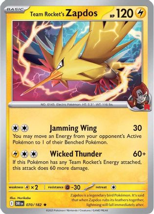 Team Rocket's Zapdos - 070 - Rare - Reverse Holofoil