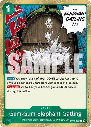 Gum-Gum Elephant Gatling (OP11-038) - A Fist of Divine Speed -  Rare