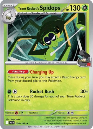 Team Rocket's Spidops - 020/182  - Rare - Holofoil