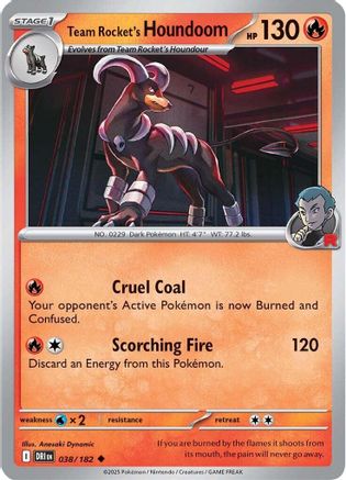 Team Rocket's Houndoom - 038/182  - Uncommon - Reverse Holofoil