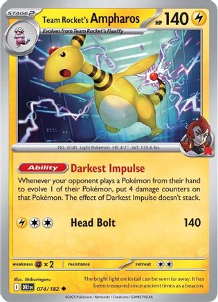Team Rocket's Ampharos - 074 - Uncommon - Reverse Holofoil