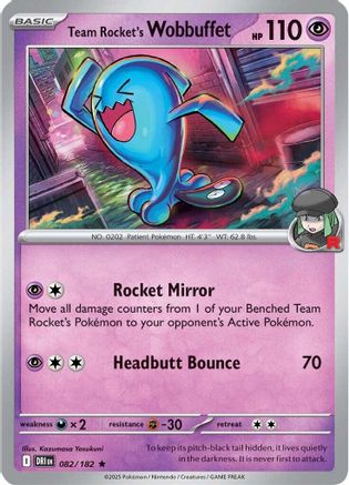 Team Rocket's Wobbuffet - 082 - Rare - Reverse Holofoil
